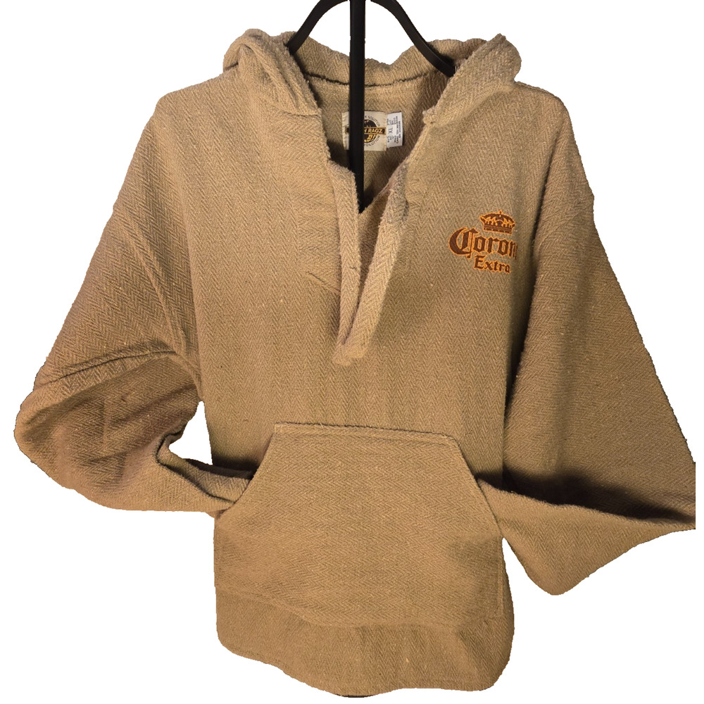 Corona Extra Hoodie Mens XL Tan Beige Baja Pullover Earth Ragz
